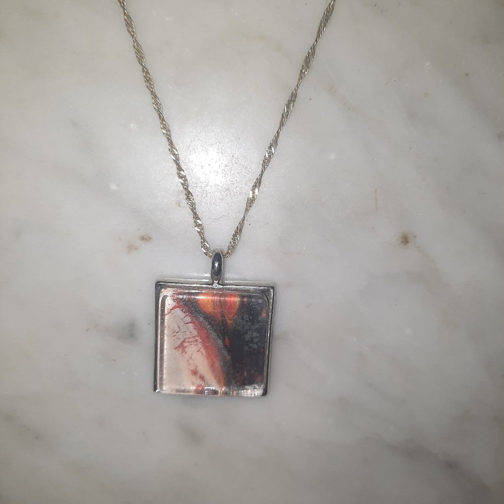 One of a kind resin pour necklace